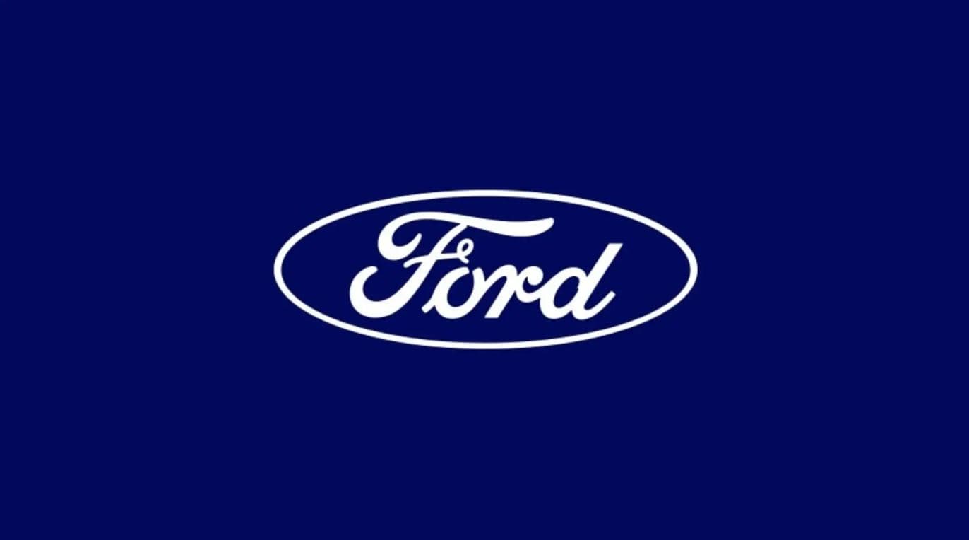 Ford logo on a blue background representing Ford Motor Company and its 2026 shareholder proxy announcement