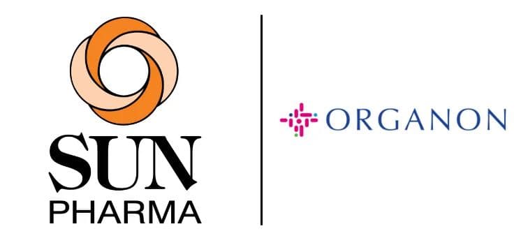 Sun Pharma and Organon logos representing $11.75B acquisition deal by Sun Pharmaceutical Industries and Organon & Co.